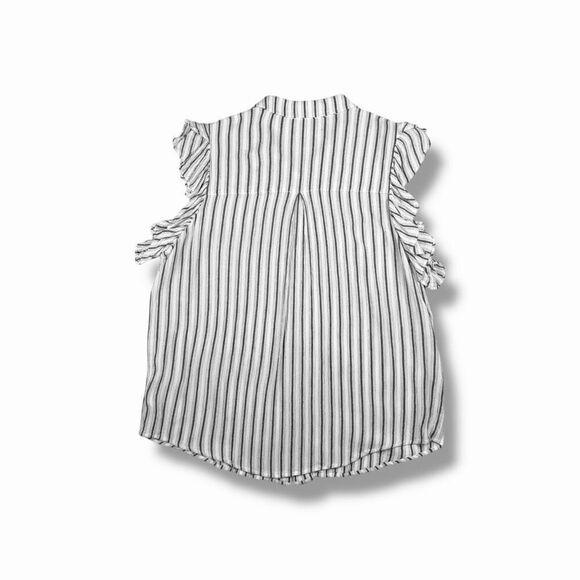 Anthropology Maeve Striped Button Down Ruffle Blouse Sz L - Picture 7 of 12